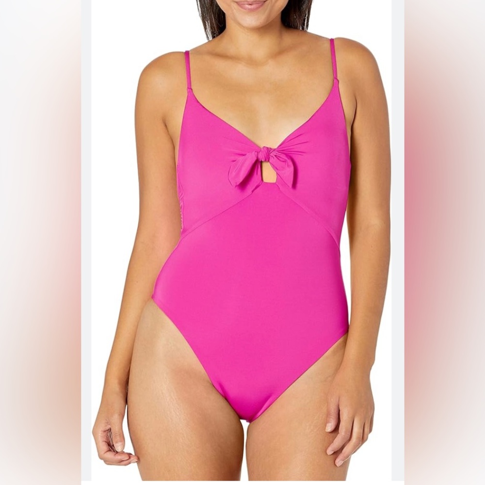 Trina Turk Hot Pink Tie Front One Piece Swimsuit